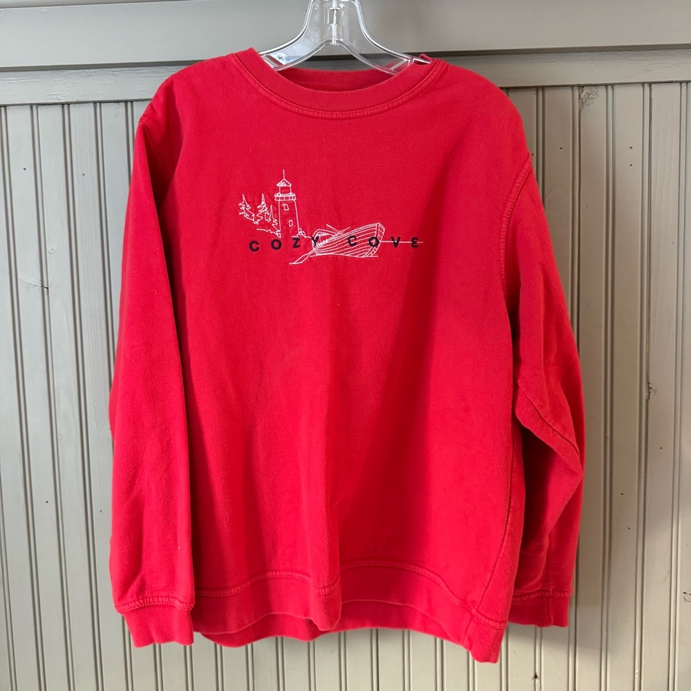 VTG Red Frabjous Originals Crewneck Sweatshirt Large Lighthouse Boat 80’s RARE